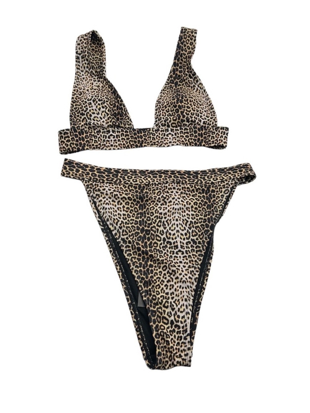 South Beach Hi Cut Animal Print Bikini Size 8 Sexy Mob Wife Maximalist Resort
